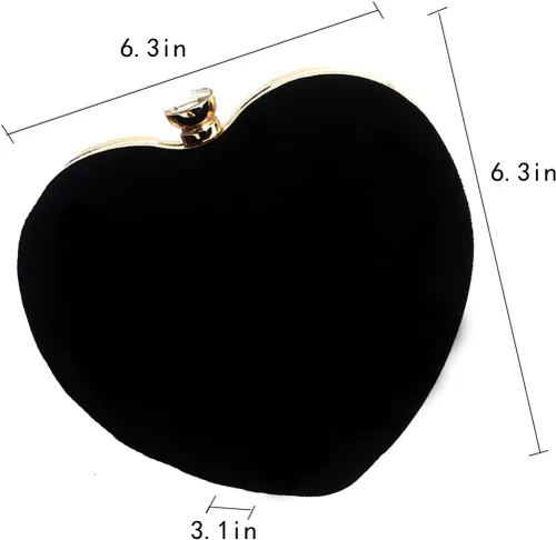 Miniatura 5 de Bolso de noche en forma de corazón Bolso de embrague de terciopelo Bolso de noche sólido