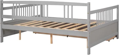 Miniatura 7 de Bellemave Sofá cama de tamaño matrimonial, sofá cama de madera con cajones, sofá cama con cajones de almacenamiento, sofá cama de doble uso