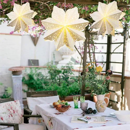 Miniatura 6 de 3 Piezas Faroles de Papel de Navidad con Estrella Farol de Papel Lámpara de Papel Decoración Colgante de Fiesta Frozen para Bodas Árboles de Navidad