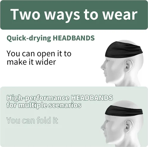 Miniatura 5 de 6 Pack Mens Running Headband, Sweatband Sports Headband for Running,Cycling,Football,Yoga,Fitness Workout Stretchy Unisex Hairband, 6