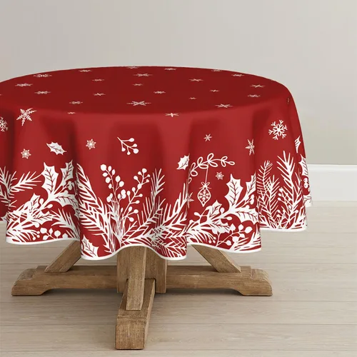 Miniatura 9 de Horaldaily Mantel de Navidad rectangular de 60 x 84 pulgadas, diseño de hojas florales, lavable, para decoración de fiestas, pícnic, cenas Rojo
