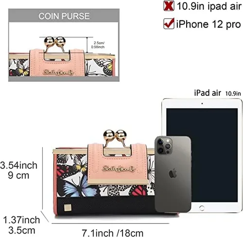 Miniatura 3 de Cartera de cuero para mujer de gran capacidad, cartera larga de gran capacidad, con ranuras para 10 tarjetas y clips, y billetera cero con hebilla