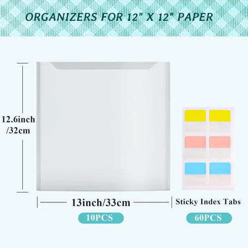 Miniatura 2 de Caydo Organizador de Almacenamiento de Papel para Álbum de Recortes con 60 Pestañas de Índice Adhesivas, Paquete de 10 Bolsas de Almacenamiento