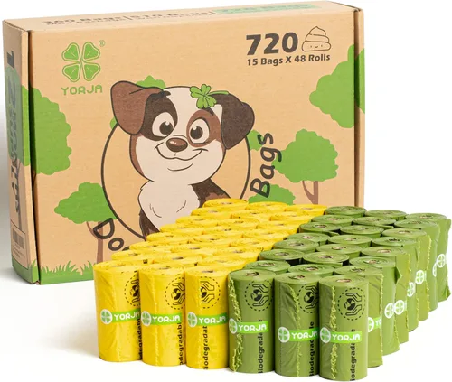 Rollos de bolsas para excrementos de perro, 720 bolsas de desechos de mascotas, 100% a prueba de fugas, extra gruesas y fuertes, mezcla de almidón