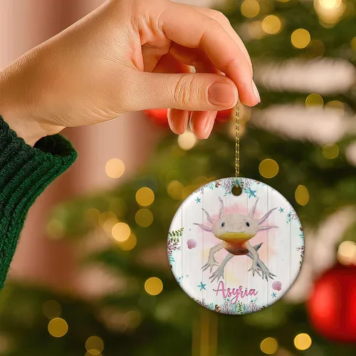 Miniatura 6 de Hyturtle Adorno de Navidad personalizado para los amantes de los ajolotes – Just A Girl Who Loves Axolotls Adorno de cerámica con nombre