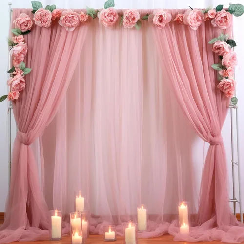 Miniatura 18 de Cortina de telón de fondo de tul azul bebé de 10 x 10 pies para fiestas, cortinas de fondo transparentes para bodas, baby shower, baby shower
