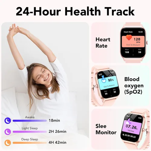 Miniatura 5 de CASCHO Relojes inteligentes para mujer, reloj inteligente HD de 1.85 pulgadas con más de 120 modos deportivos/frecuencia cardíaca/monitor de sueño