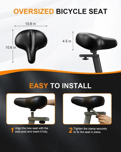 Miniatura 8 de Asiento de bicicleta de gran tamaño, cómodo cojín de asiento de bicicleta con diseño ergonómico, impermeable, transpirable, asiento de bicicleta