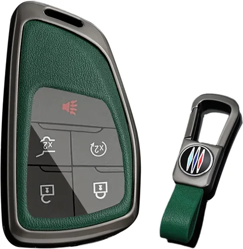 Miniatura 12 de KUNIO Funda para Llavero de Coche Compatible con Chevy Silverado Traverse Equinox Sierra 1500 2500HD 3500HD 2022-2025 Portallaves de Cuero PU Negro