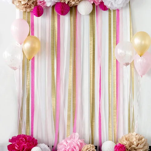 Miniatura 7 de 8 rollos de serpentinas de papel crepé dorado, decoración de fiesta para boda, cumpleaños, baby shower, Año Nuevo, graduación, Navidad, suministros