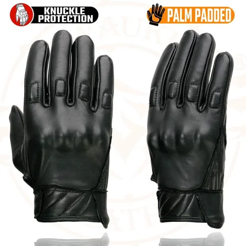 Miniatura 3 de Milwaukee Leather MG7521 - Guantes de cuero negro para hombre con palma acolchada de gel para motocicleta con nudillos protectores recubiertos