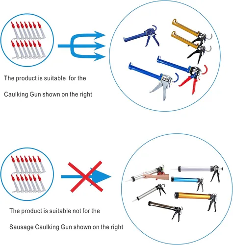 Miniatura 7 de Paquete de 12 tubos de extensión de boquilla de calafateo con tapa boquilla de extensión de calafateo, boquilla de extensión de pistola de calafateo