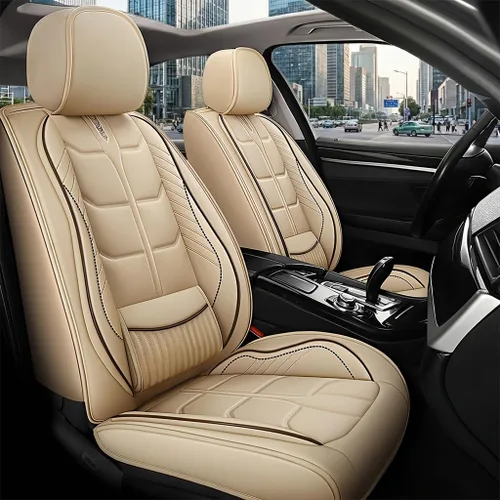 URINOVET Funda de asiento de coche para Nissan Titan XD 2016-2023, funda de asiento delantero y trasero de 5 plazas, fundas de asiento de cuero