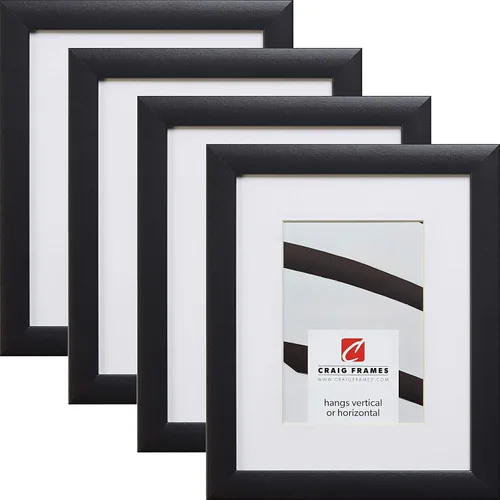 Craig Frames Portarretratos contemporáneo, de 5 x 7 pulgadas, color negro mate para mostrar una foto de 4 x 6 pulgadas, juego de 4