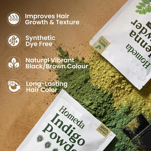Miniatura 4 de Polvo índigo orgánico y negro de henna en polvo para el cabello (7 oz - 3.5 oz cada uno) - Índigo de henna natural para tinte de cabello