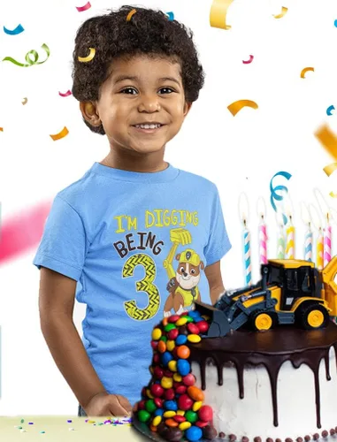 Miniatura 3 de Rubble Paw Patrol - Camiseta de 3er cumpleaños Regalo divertido para niños de 3 años Camiseta de fiesta temática de excavación para niños pequeños