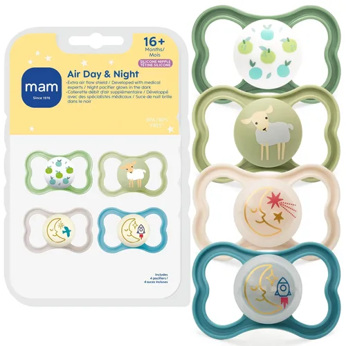 Miniatura 11 de MAM Air Day & Night - Chupete para bebé, para piel sensible, brilla en la oscuridad, más de 16 meses, niña, 4 unidades (paquete de 12)