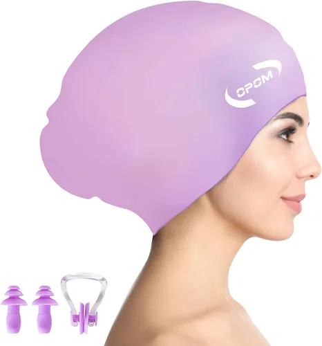 Miniatura 8 de Gorro de natación de silicona para mujer, sombreros de natación gruesos de alta elasticidad para cabello largo, gorras de natación para mujeres