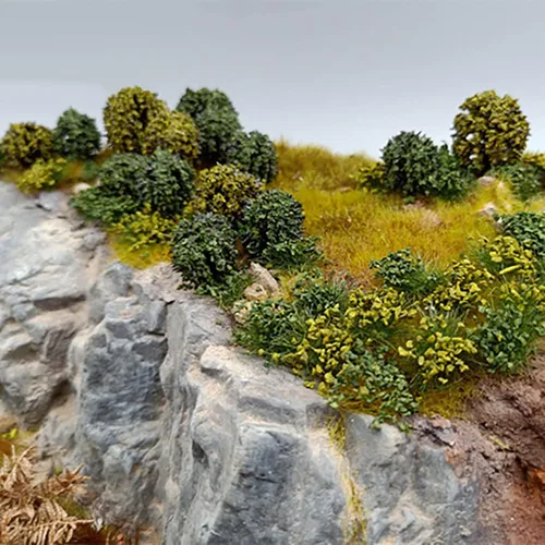Miniatura 6 de Árboles de vegetación en miniatura con bases modelo, terreno, guerra, juegos, bricolaje, paisaje ferroviario (24 arbustos)