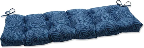 Miniatura 12 de Pillow Perfect Cojín para banco/columpio con diseño capitoné para exteriores/interiores, 56 x 18 pulgadas, azul