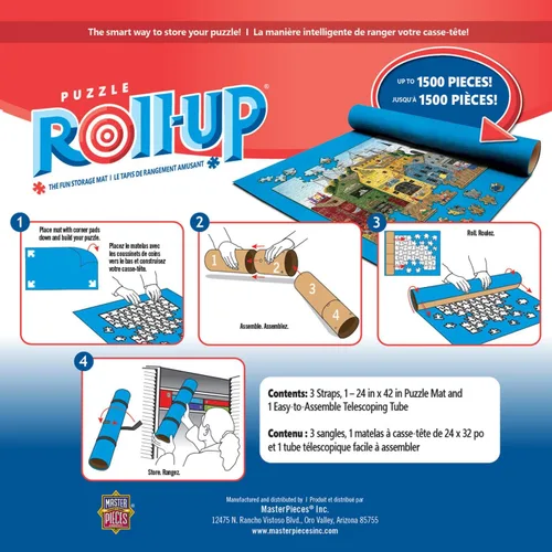 Miniatura 3 de MasterPieces Accesorios - Tapete enrollable y caja de almacenamiento para rompecabezas de 42 x 24 pulgadas, se adapta a 1500 piezas