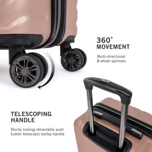 Miniatura 4 de Kenneth Cole REACTION Madison Square - Equipaje rígido expandible con estilo de Chevron para mujer Rose gold 5717352RG