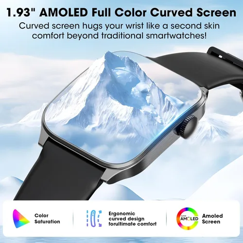 Miniatura 2 de Curve - Reloj inteligente militar para hombre (respuesta/hacer llamadas), reloj inteligente AMOLED de 1.93 pulgadas con monitor de frecuencia