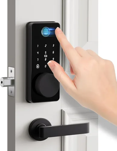 Miniatura 2 de Cerradura de puerta de entrada sin llave, cerradura de puerta de huellas dactilares, cerradura de puerta inteligente con teclado, cerradura de Negro