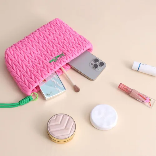 Miniatura 3 de Bolsa de maquillaje de cuerda de cáñamo, bolsa de maquillaje grande para mujeres, bolsa organizadora de nailon, bolsa de aseo de viaje, 6-verde