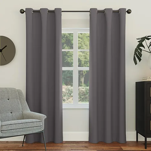 Sun Zero Easton - Cortina opaca con ojales, ahorro de energía, 40 x 95 pulgadas, color carbón Gris carbón