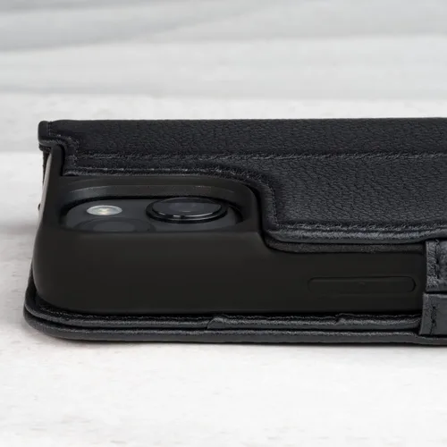 Miniatura 5 de TORRO Funda de cuero compatible con iPhone 14 – Funda de piel auténtica tipo cartera con tarjetero y función atril (negro)