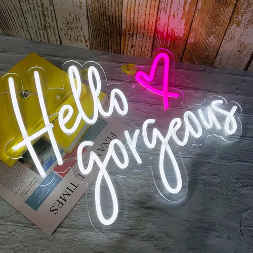 Miniatura 7 de Letrero de neón con texto en inglés «Hello Gorgeous Neon Sign» para regalo – Bar Pub Club Rave Apartment Decoración del hogar para fiesta de Navidad