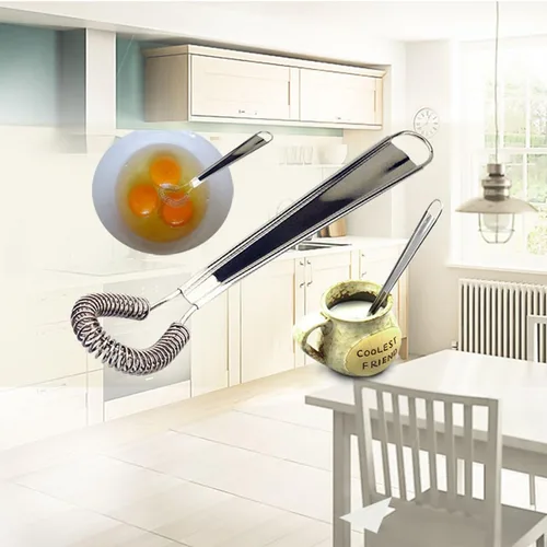 Miniatura 4 de Best Utensils - Mini batidor de huevos de acero inoxidable, espumador de leche de mano, espumador, mezclador de café cremoso, mezclador de salsa
