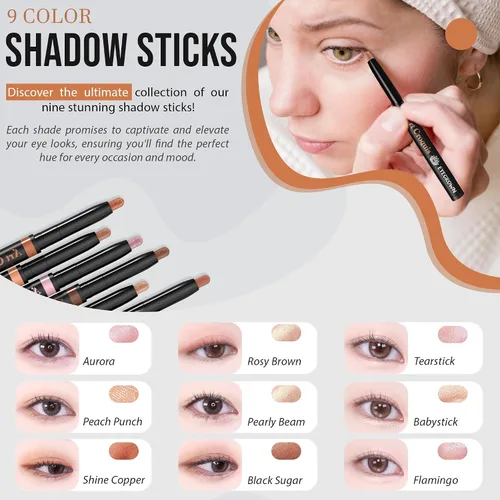 Miniatura 4 de MAKEHEAL ] Eyecrown Art Croquis Shadow Fantastick, iluminador tipo lápiz, se adhiere suavemente, varios tamaños de purpurina y perlas, K-Beauty
