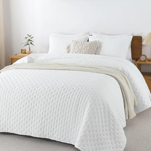 Miniatura 9 de Andency Juego de ropa de cama beige tamaño King (106 x 96 pulgadas), colcha de 3 piezas suave y ligera, colcha de verano bohemia tamaño King