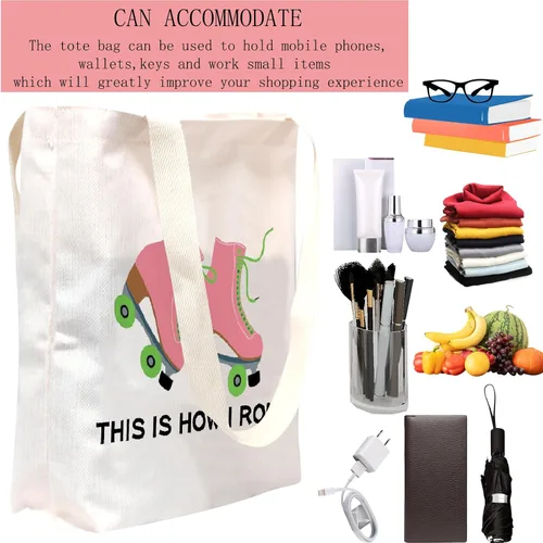 Miniatura 4 de POFULL Bolsa de maquillaje para amantes del patinaje sobre ruedas, así es como me rollo bolsa de cosméticos Bolsa de asas para patinadora
