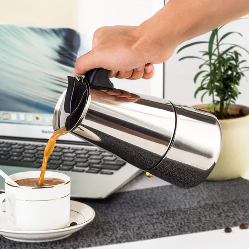 Cafetera portátil de 200/15.2 fl oz para café expreso Moka Pot de acero inoxidable con filtro de estufa eléctrica, percolador, cafetera y tetera