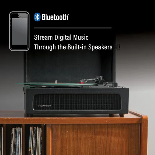Miniatura 4 de Crosley CR8017B-BK Voyager - Tocadiscos portátil clásico de vinilo con Bluetooth de entrada/salida y altavoces integrados, Negro