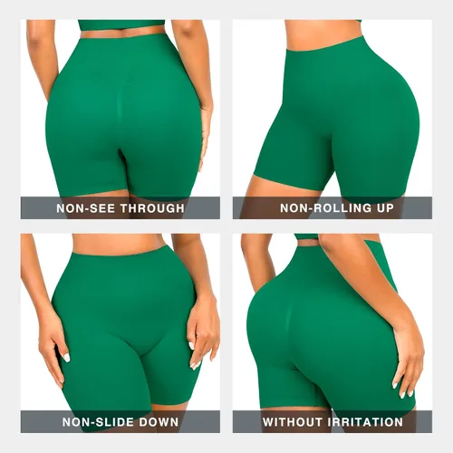 Miniatura 6 de FeelinGirl Conjuntos de entrenamiento para mujer, 2 piezas, sin costuras, brasier deportivo acanalado, pantalones cortos de cintura alta, tallas