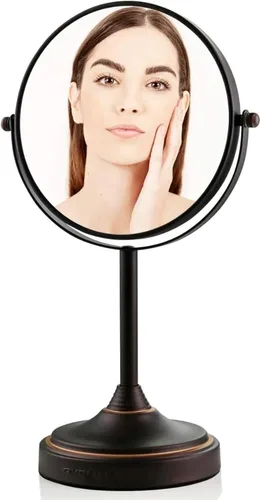 Miniatura 9 de OVENTE Espejo de maquillaje de mesa de 7 pulgadas con aumento de 1X/7X, diseño giratorio de 360° y espejo de tocador independiente de doble cara