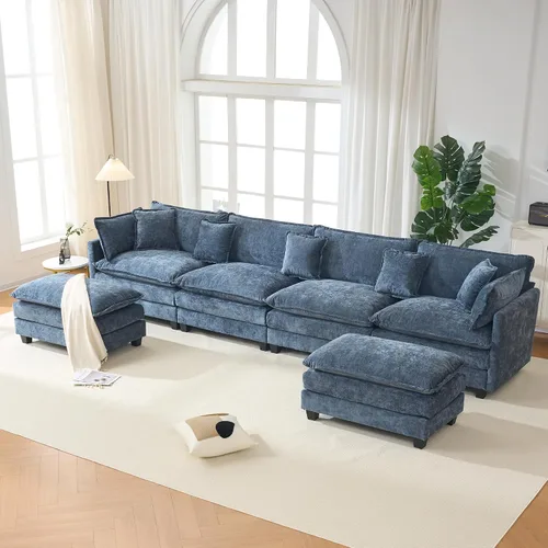 Miniatura 16 de Sofá seccional, cómodo sofá modular de nube, sofá modular de asiento profundo, sofá moderno en la nube, sofás modulares para sala de estar, Beige