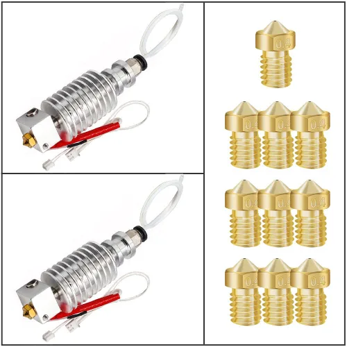 Miniatura 6 de [Paquete de 2 unidades] Extrusora 3D Hotend compatible con ANYCUBIC Chiron Extrusora Head 24V V5 con 10 boquillas V6 de latón de 0.016 in