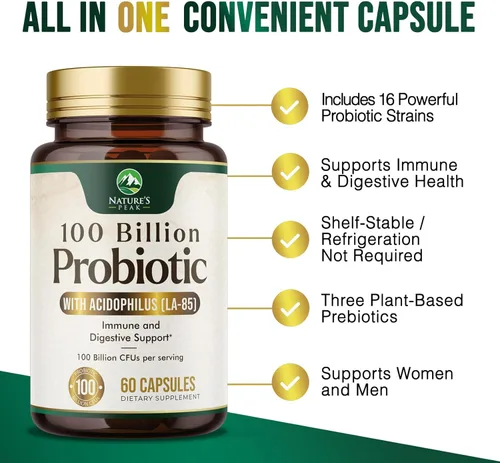 Miniatura 6 de Probióticos 100 mil millones de UFC por porción, 16 cepas probióticas de primera calidad, apoyo inmunológico, salud intestinal, estreñimiento