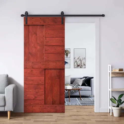 Miniatura 73 de TMS Serie N - Puerta corrediza interior de madera de pino anudada con kit de herrajes deslizantes (32 x 84 pulgadas, blanco)