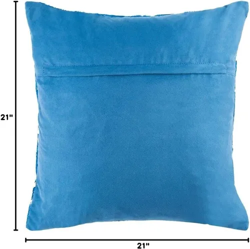 Miniatura 4 de SAFAVIEH Clairton - Almohada metálica de piel de vaca, color azul/plateado