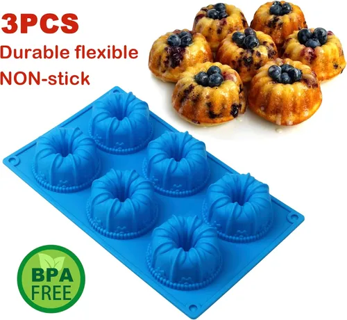 Miniatura 4 de Sidosir Mini molde de tubo acanalado para pasteles, 6 cavidades Heritage, molde de silicona para pasteles familiares, moldes antiadherentes de Tubo