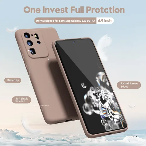 Miniatura 3 de oakxco Funda para teléfono Samsung Galaxy S20 Ultra de silicona líquida, fina y delgada de goma suave TPU suave cubierta de gel liso para mujeres