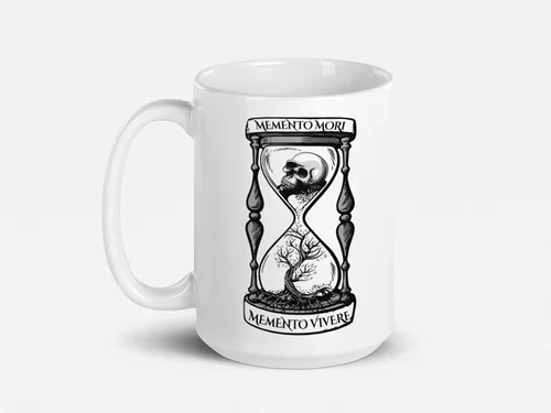 Miniatura 4 de Soul'n'Passions Memento Mori Memento Vivere - Taza de cerámica con diseño de calavera Momento Mori Lent Stoic Memento Mori, 11 onzas, color negro