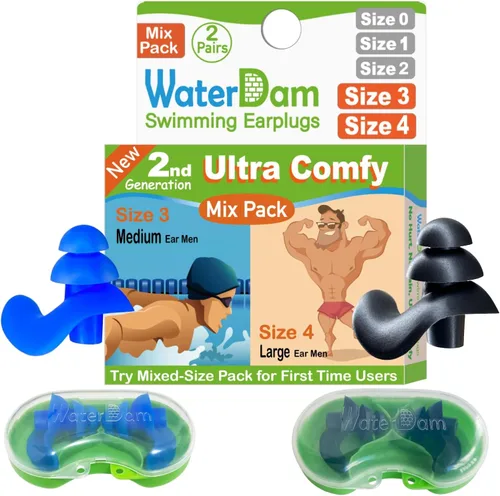Miniatura 19 de WaterDam A-Series - Tapones de natación para los oídos, ultra cómodos, grandes, impermeables