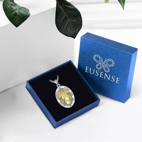 Miniatura 56 de Eusense Saint Necklace Sterling Silver 925 Protection Jewelry for Men Women Patron St Medals Amulet Pendant